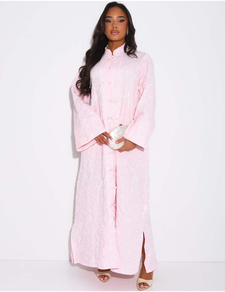 Kimono robe à motifs ton sur ton et boutons