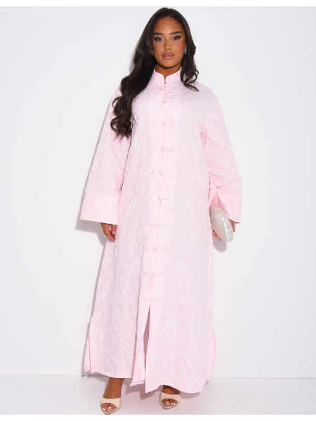 Kimono robe à motifs ton sur ton et boutons