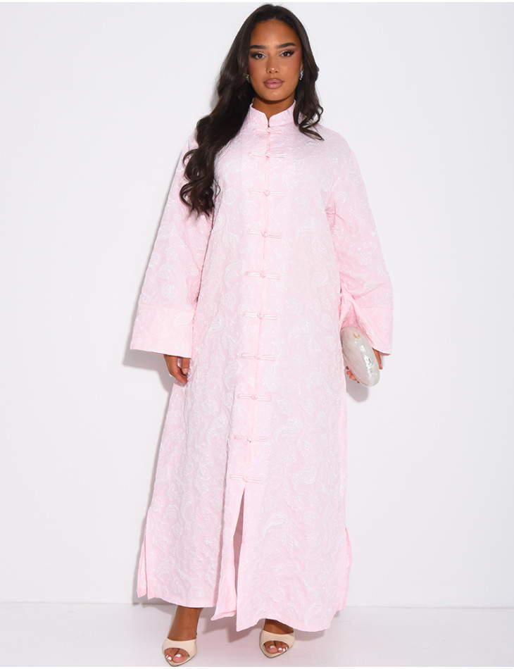 Kimono robe à motifs ton sur ton et boutons