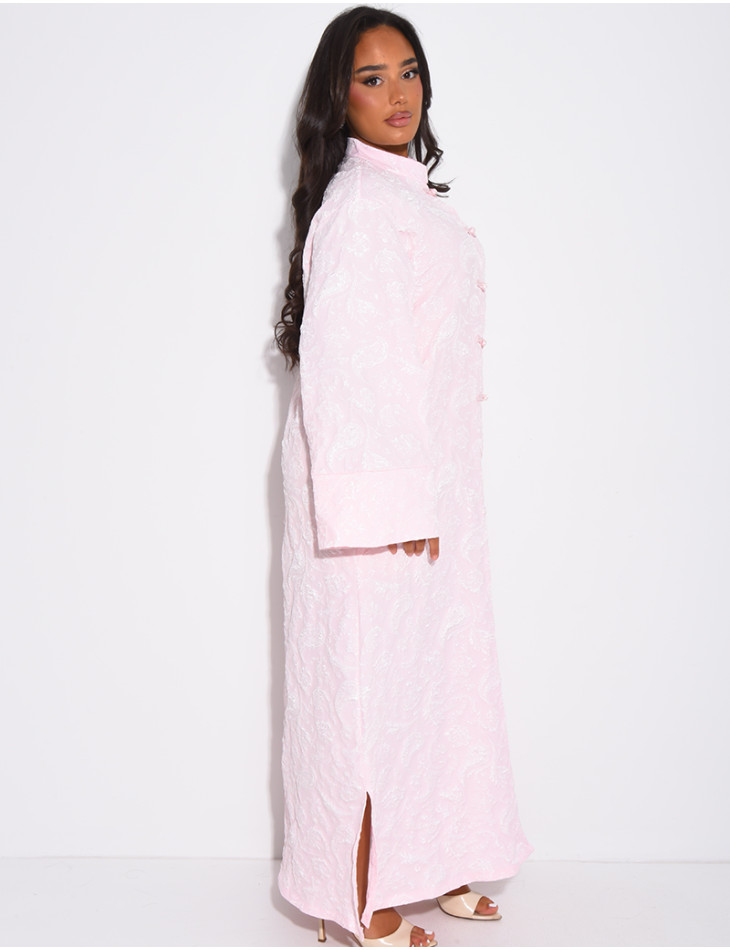 Kimono robe à motifs ton sur ton et boutons