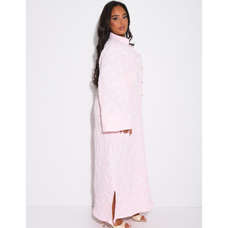 Kimono robe à motifs ton sur ton et boutons