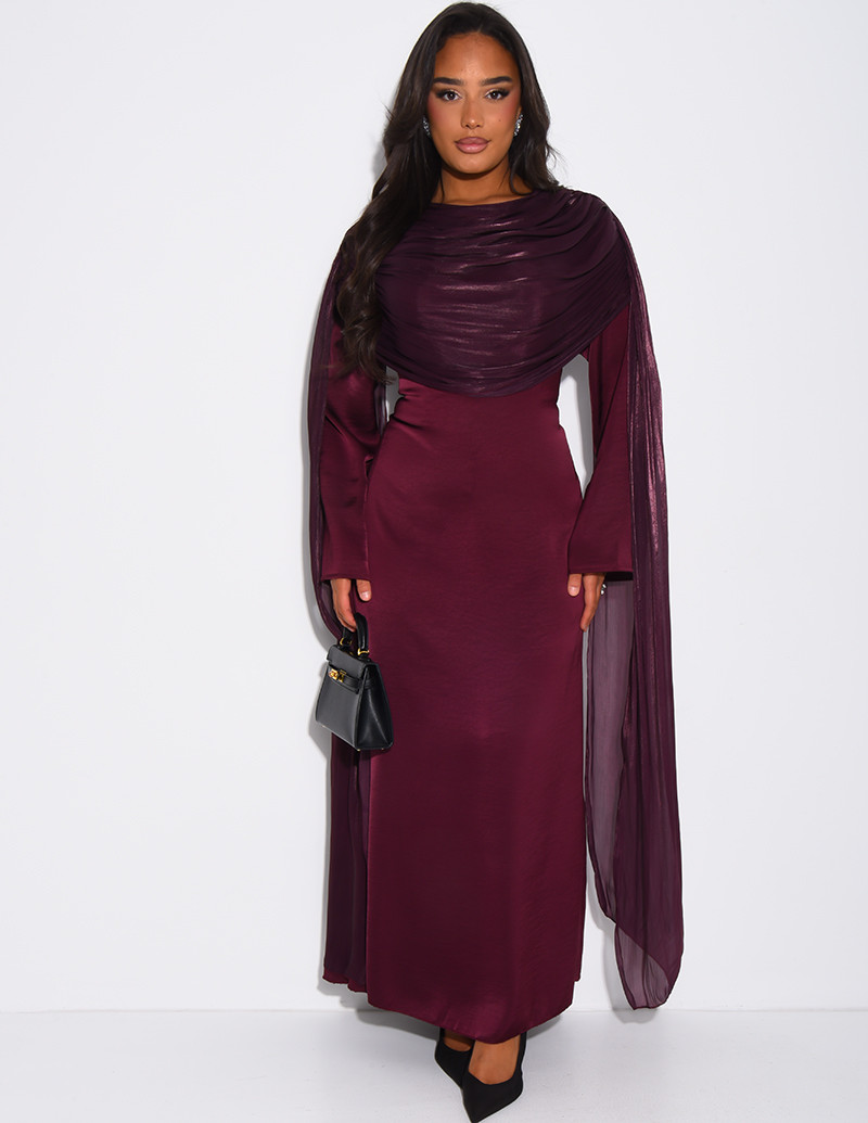 Robe longue en satin à...