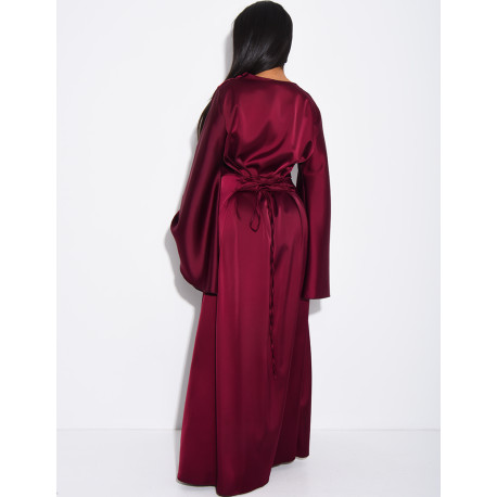 Robe longue en satin épais drapé à nouer dans le dos