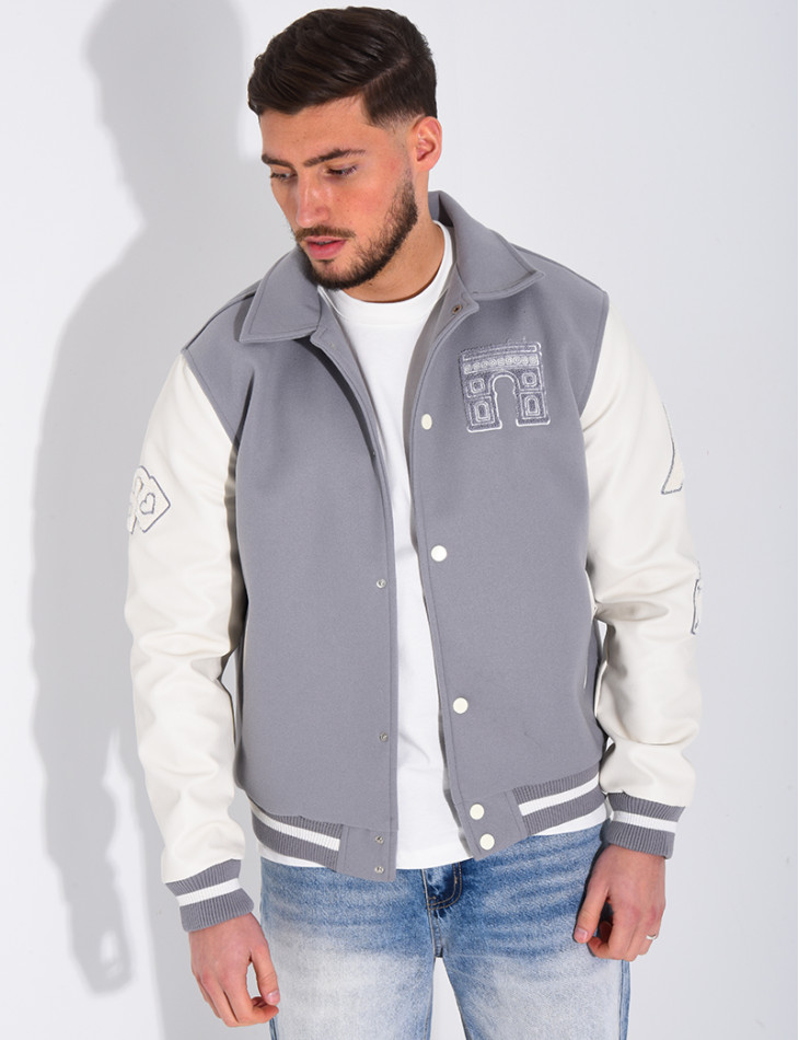 Veste bi-matière avec arc de triomphe