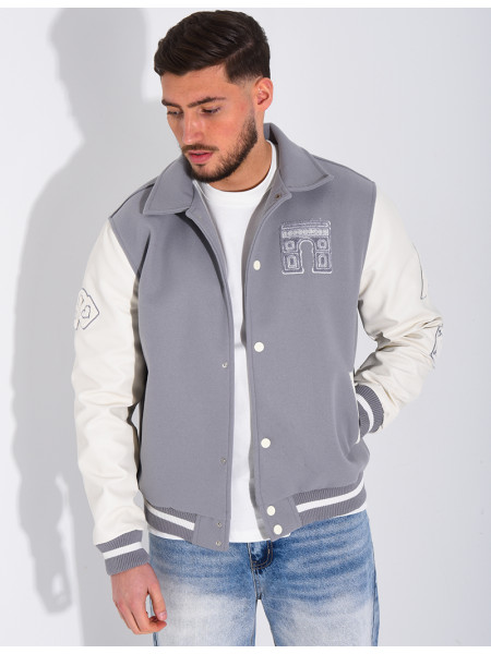 Veste bi-matière avec arc de triomphe