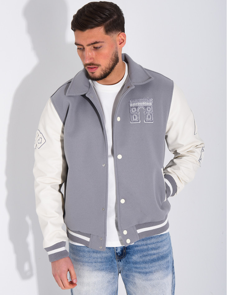 Veste bi-matière avec arc de triomphe