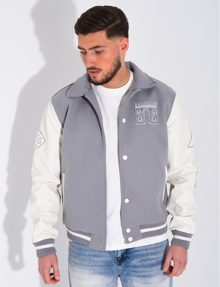 Veste bi-matière avec arc de triomphe