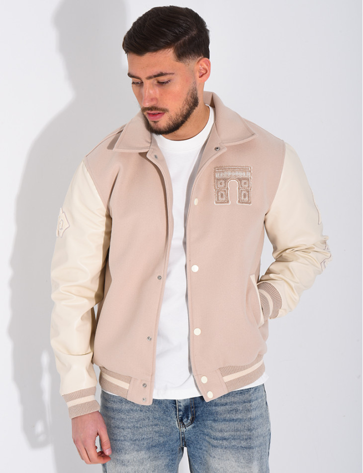 Veste bi-matière avec arc de triomphe