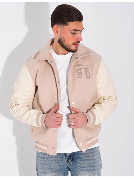 Veste bi-matière avec arc de triomphe