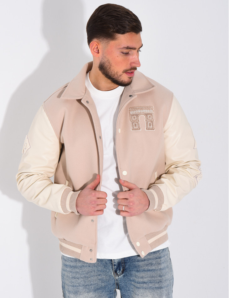 Veste bi-matière avec arc de triomphe