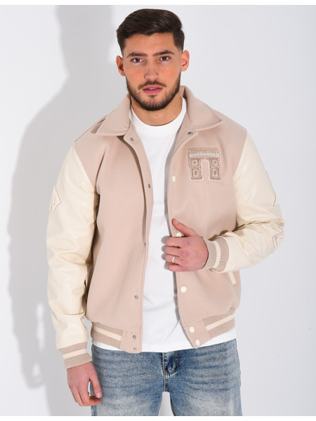 Veste bi-matière avec arc de triomphe