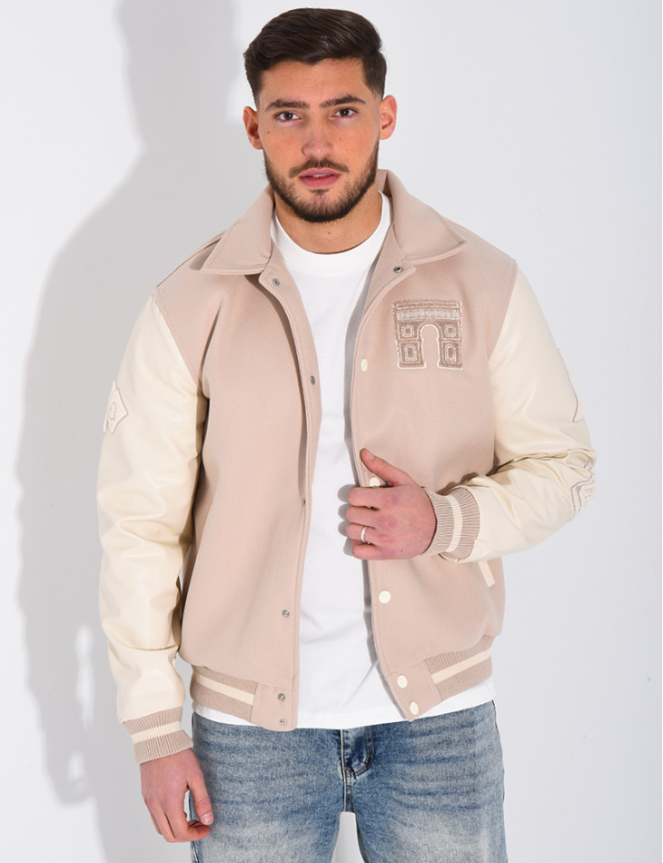 Veste bi-matière avec arc de triomphe