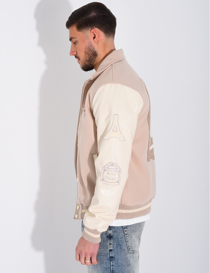 Veste bi-matière avec arc de triomphe