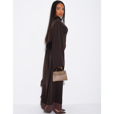Abaya aus Satin mit seitlichen Volant-Einsätzen