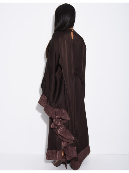 Abaya aus Satin mit seitlichen Volant-Einsätzen