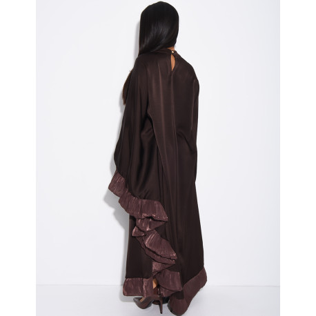 Abaya aus Satin mit seitlichen Volant-Einsätzen