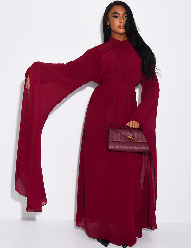 Long voile dress with high...