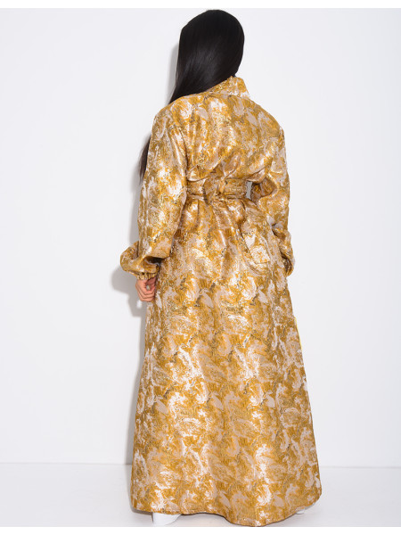 Set aus Kimono aus Brokat mit Gürtel und langärmeligem Unterkleid