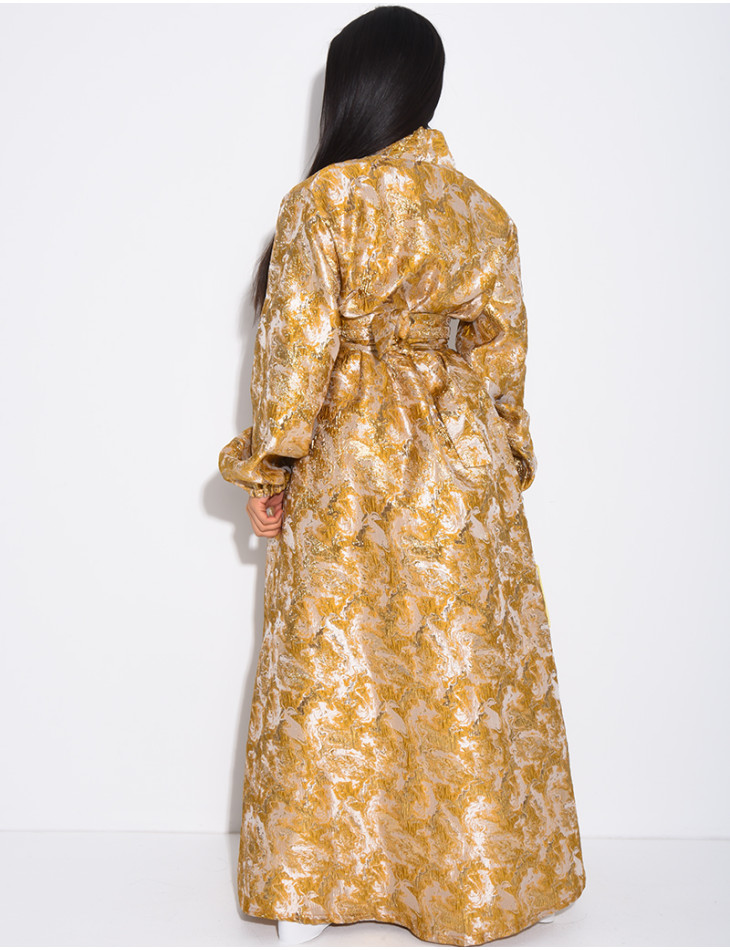 Set aus Kimono aus Brokat mit Gürtel und langärmeligem Unterkleid