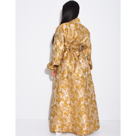 Set aus Kimono aus Brokat mit Gürtel und langärmeligem Unterkleid