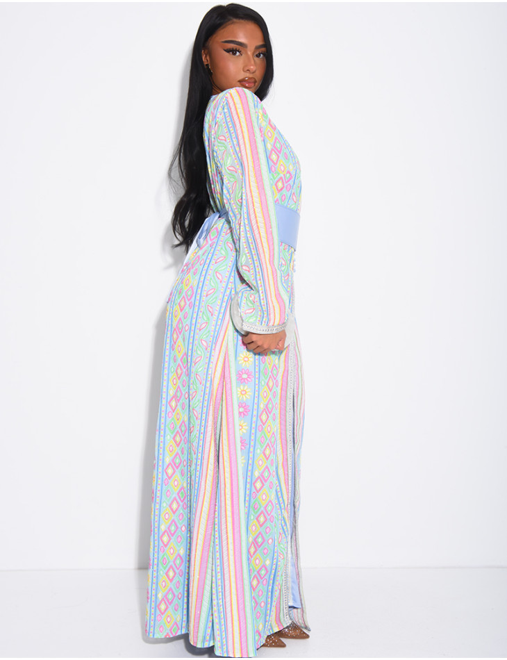 Abaya style caftan brodé à strass