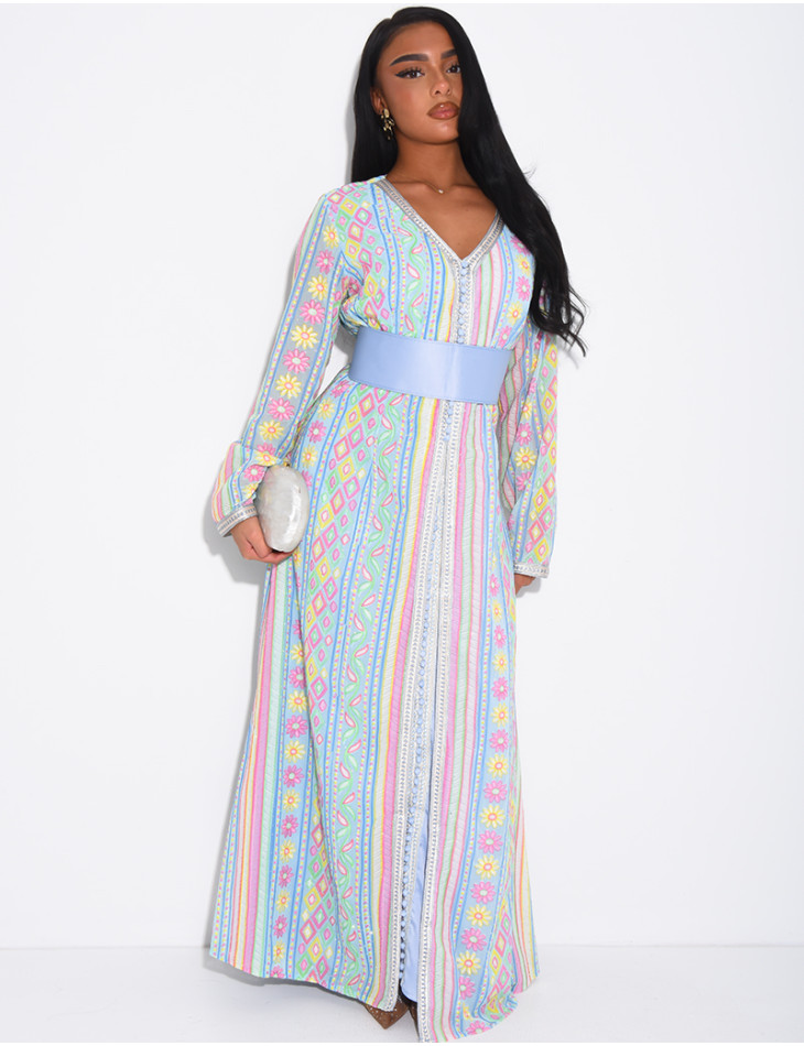 Abaya style caftan brodé à strass