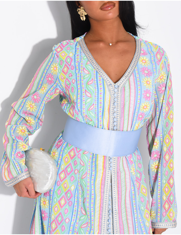 Abaya style caftan brodé à strass