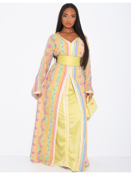 Abaya style caftan brodé à strass