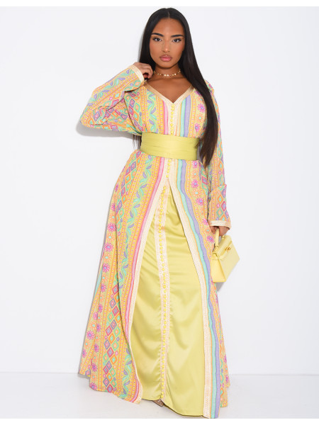 Abaya style caftan brodé à strass