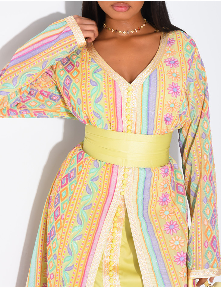 Abaya style caftan brodé à strass