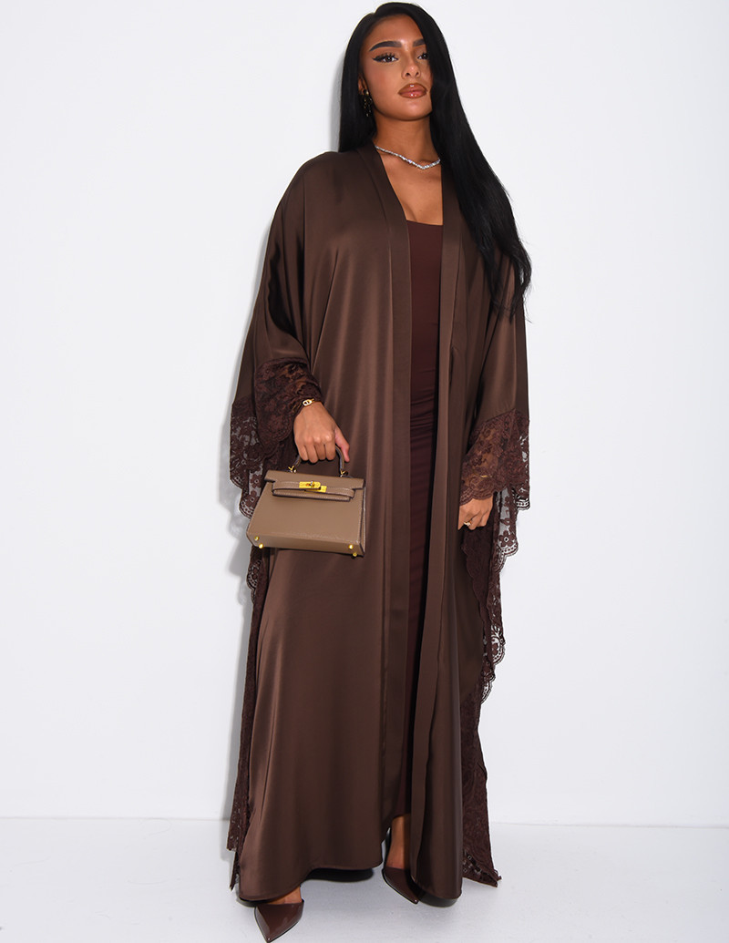 Kimono fluide en satin à...