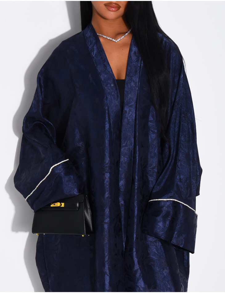 Oversize-Kimono aus gemustertem Satin mit Strassbesatz