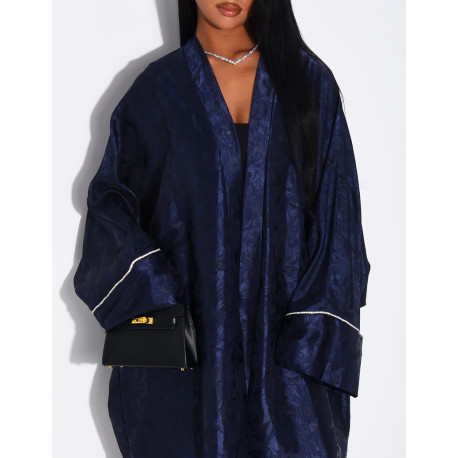 Oversize-Kimono aus gemustertem Satin mit Strassbesatz