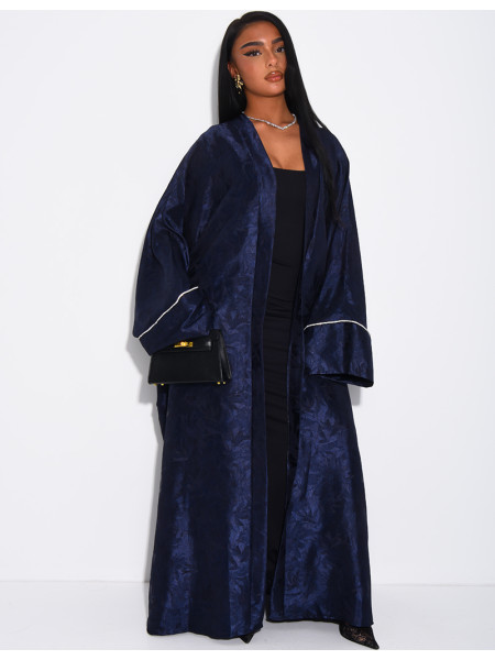 Oversize-Kimono aus gemustertem Satin mit Strassbesatz