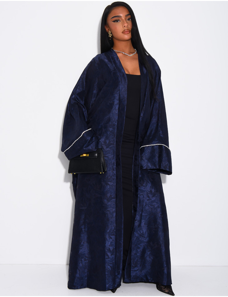 Oversize-Kimono aus gemustertem Satin mit Strassbesatz