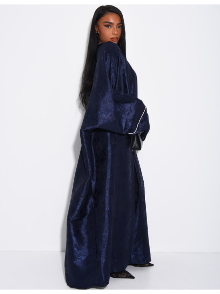 Oversize-Kimono aus gemustertem Satin mit Strassbesatz