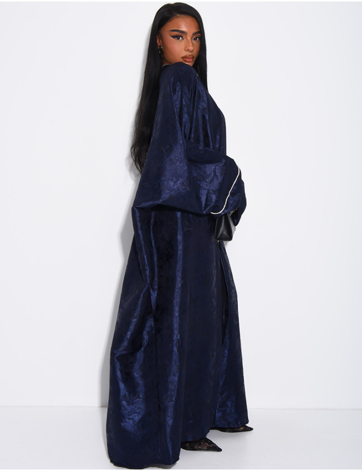 Oversize-Kimono aus gemustertem Satin mit Strassbesatz