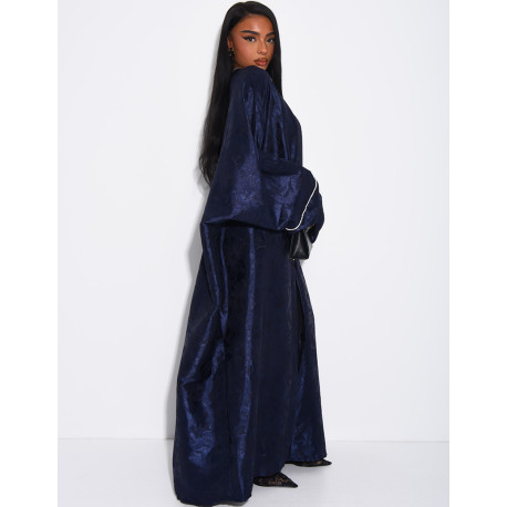 Oversize-Kimono aus gemustertem Satin mit Strassbesatz