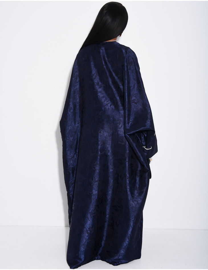 Oversize-Kimono aus gemustertem Satin mit Strassbesatz