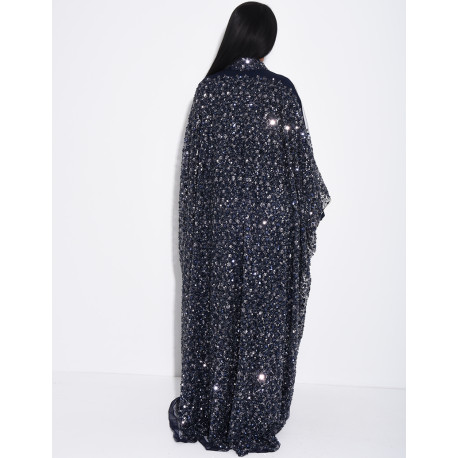 Abaya premium à perles et sequins brodés avec sa sous robe assortie
