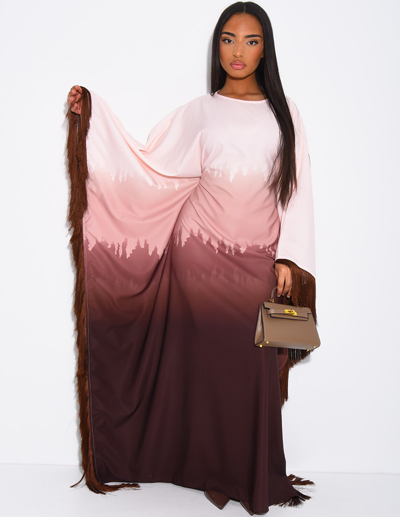 Abaya en satin dégradé à...