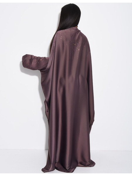 Abaya mit Strassverzierung und Bindeband innen