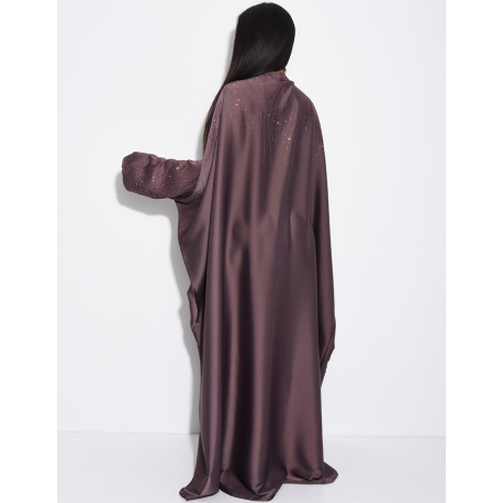 Abaya mit Strassverzierung und Bindeband innen