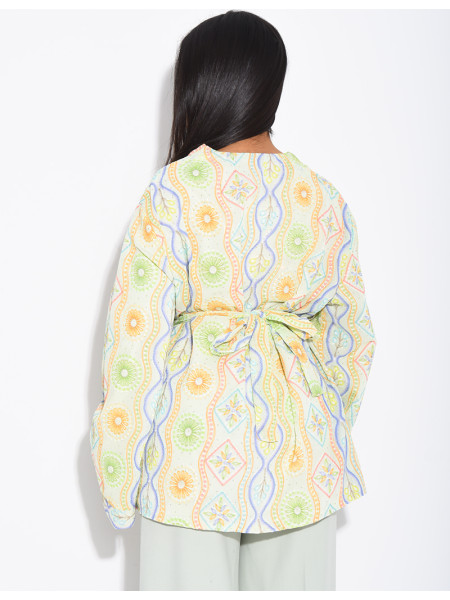 Veste à fleurs à nouer