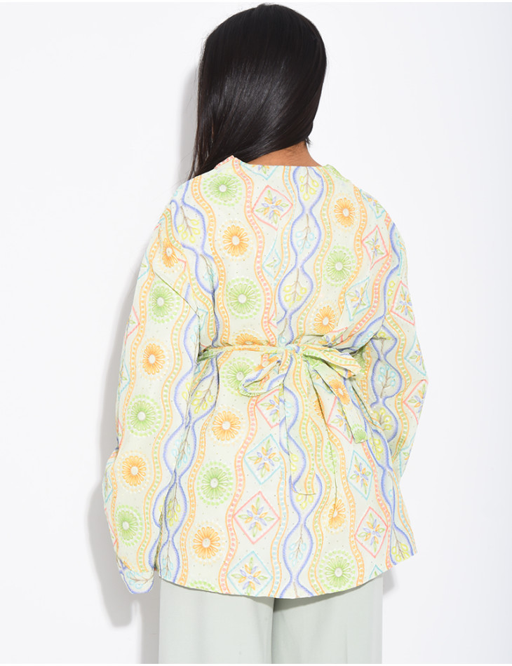 Veste à fleurs à nouer