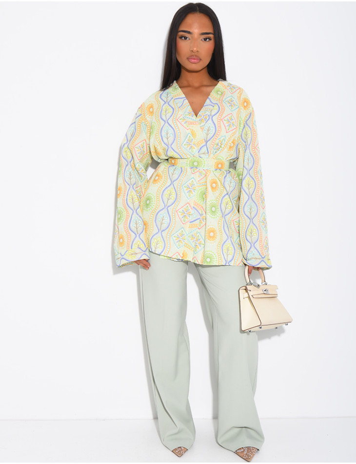 Veste à fleurs à nouer