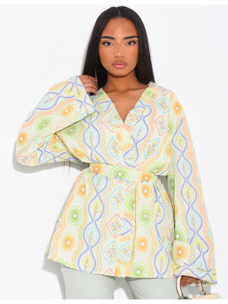 Veste à fleurs à nouer