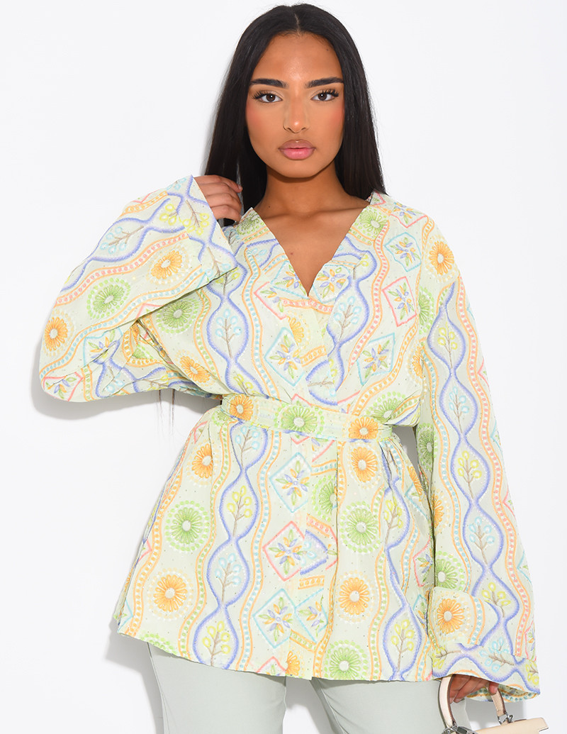 Veste à fleurs à nouer