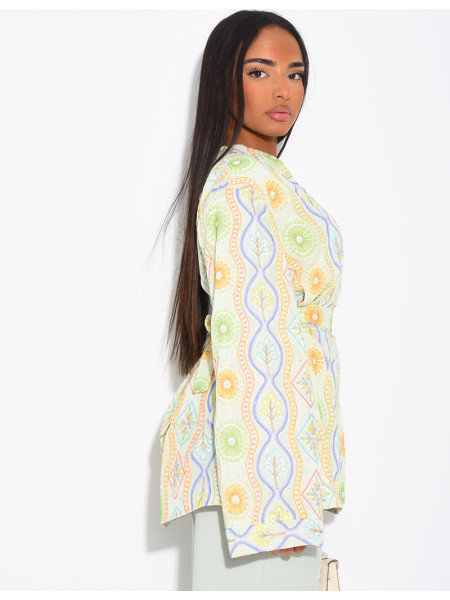 Veste à fleurs à nouer