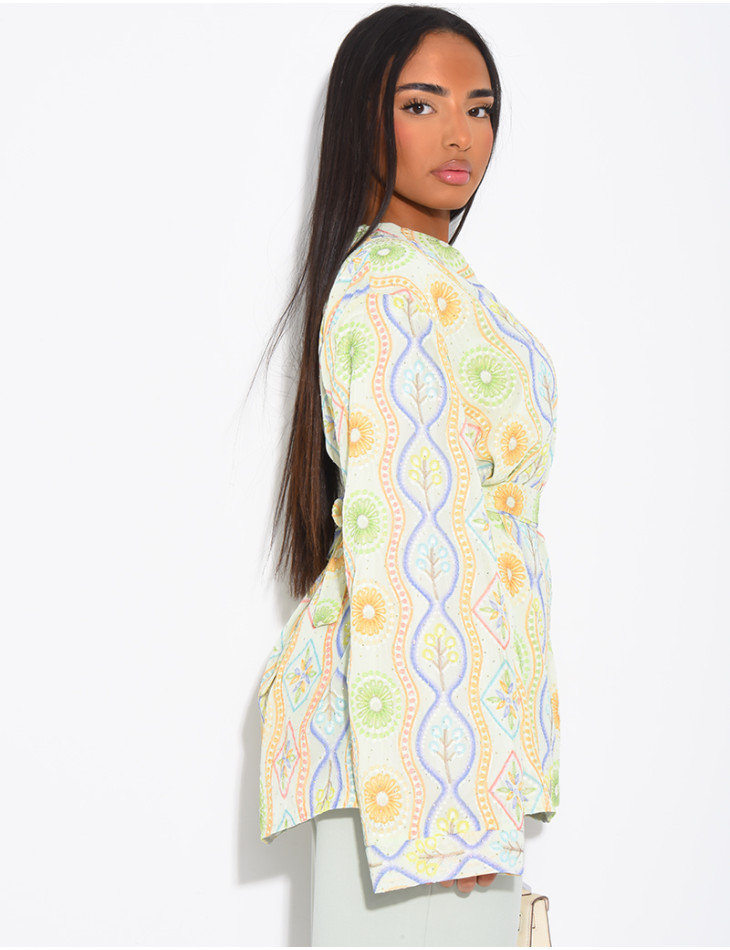 Veste à fleurs à nouer